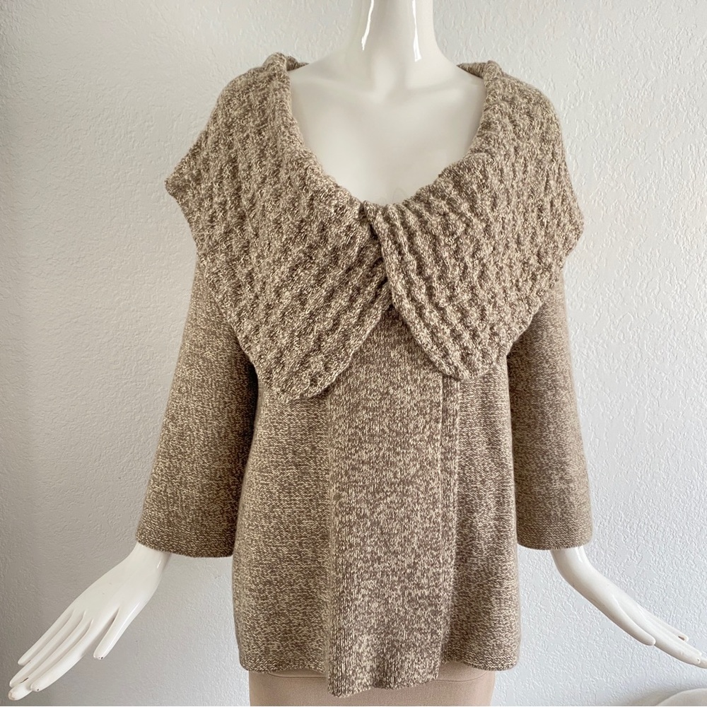 Nordstrom Tan cashmere Sweater with Textured Collar